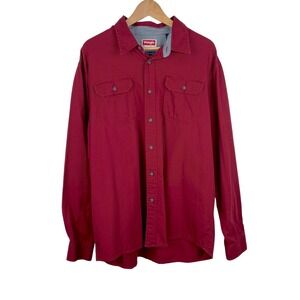 Wrangler Premium Quality Comfort Flex Button Up Shirt Mens Size XL‎ Red Gorpcore